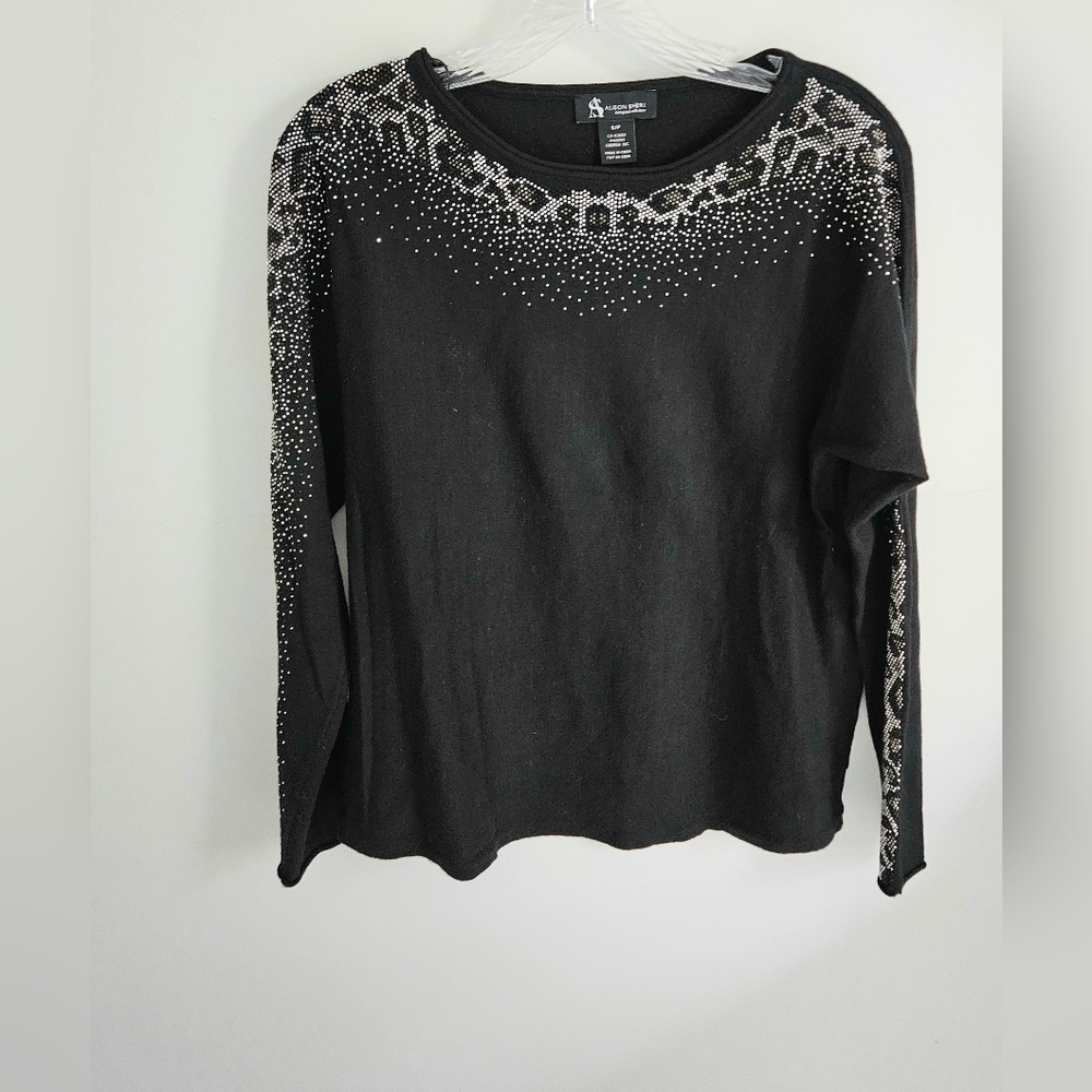 Alison Sheri Embelished Black Stud Top